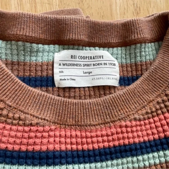 REI Co-op Women’s Lg Wallace Lake Waffle striped Sweater Multicolor Long Sleeve - Picture 10 of 14